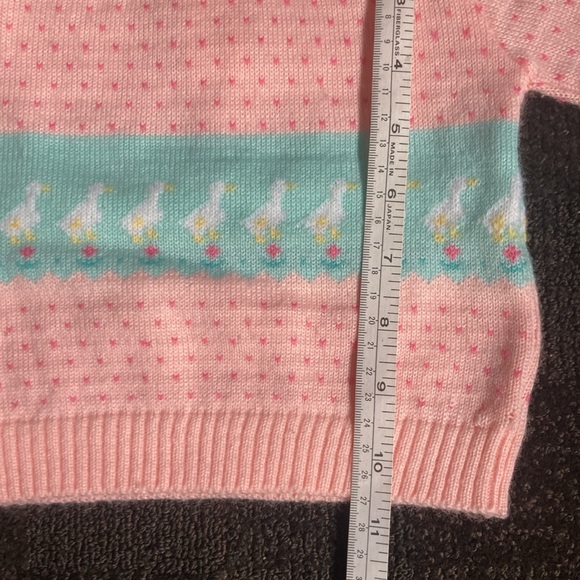 VNTG Sweater & Vest Set Girls Pink w/Ducks Clouds Hearts Size 18 month 90's Y2K - Picture 11 of 13